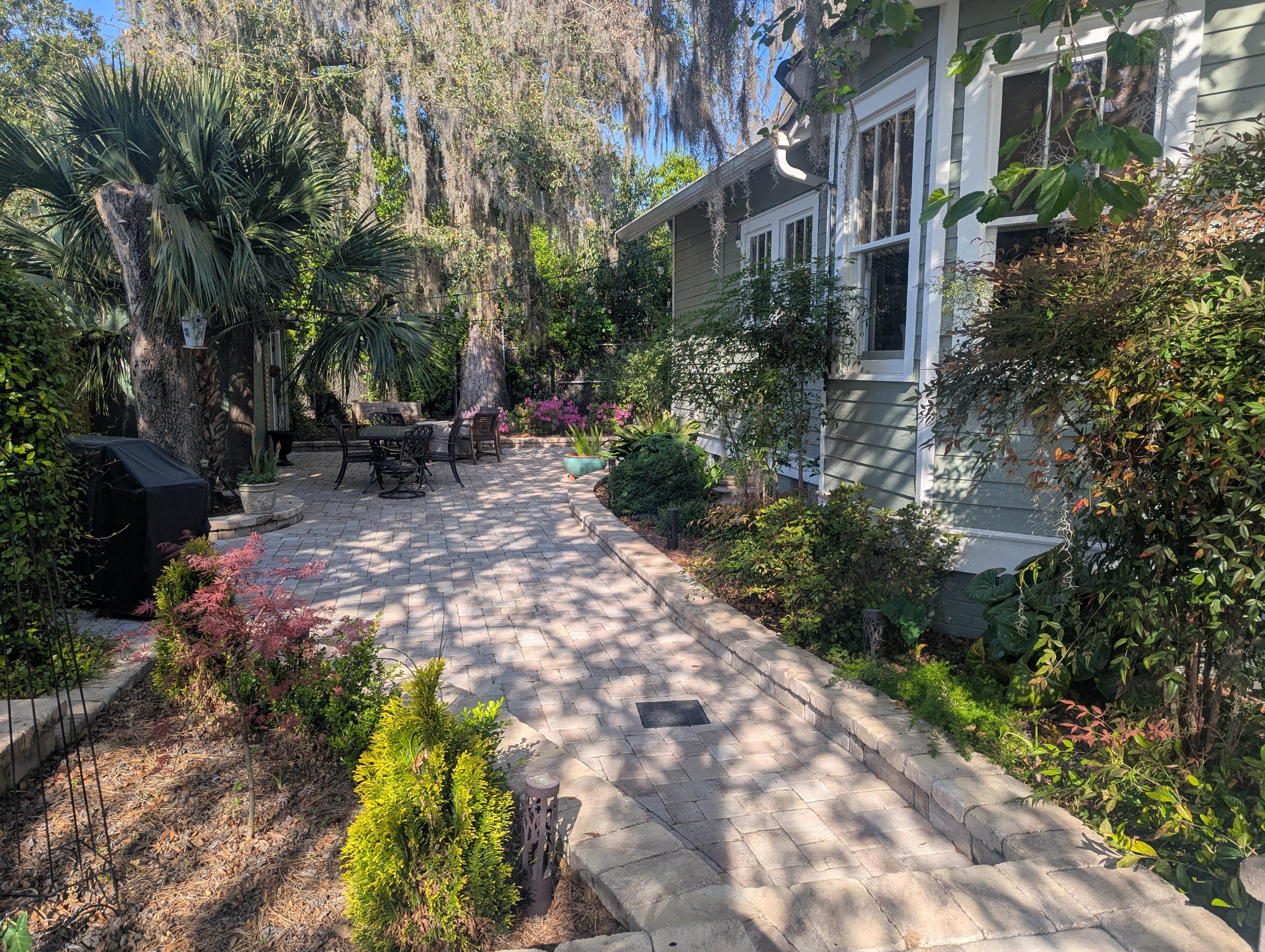 Patio and beautiful landscaping