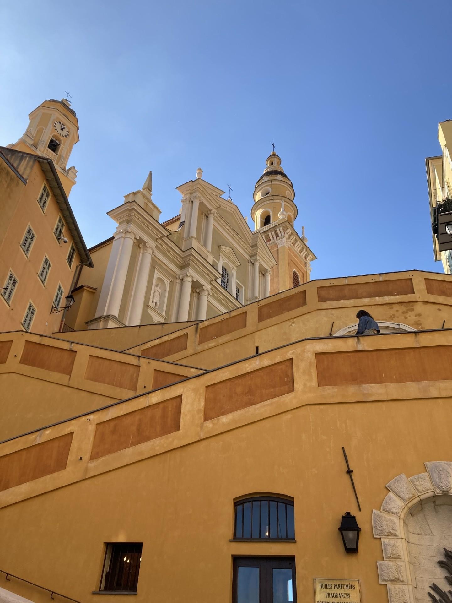 St Michel Basilique viewed from bottom of old town stairs