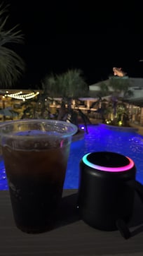 Gorgeous view of the lit up pool to bring in 2026