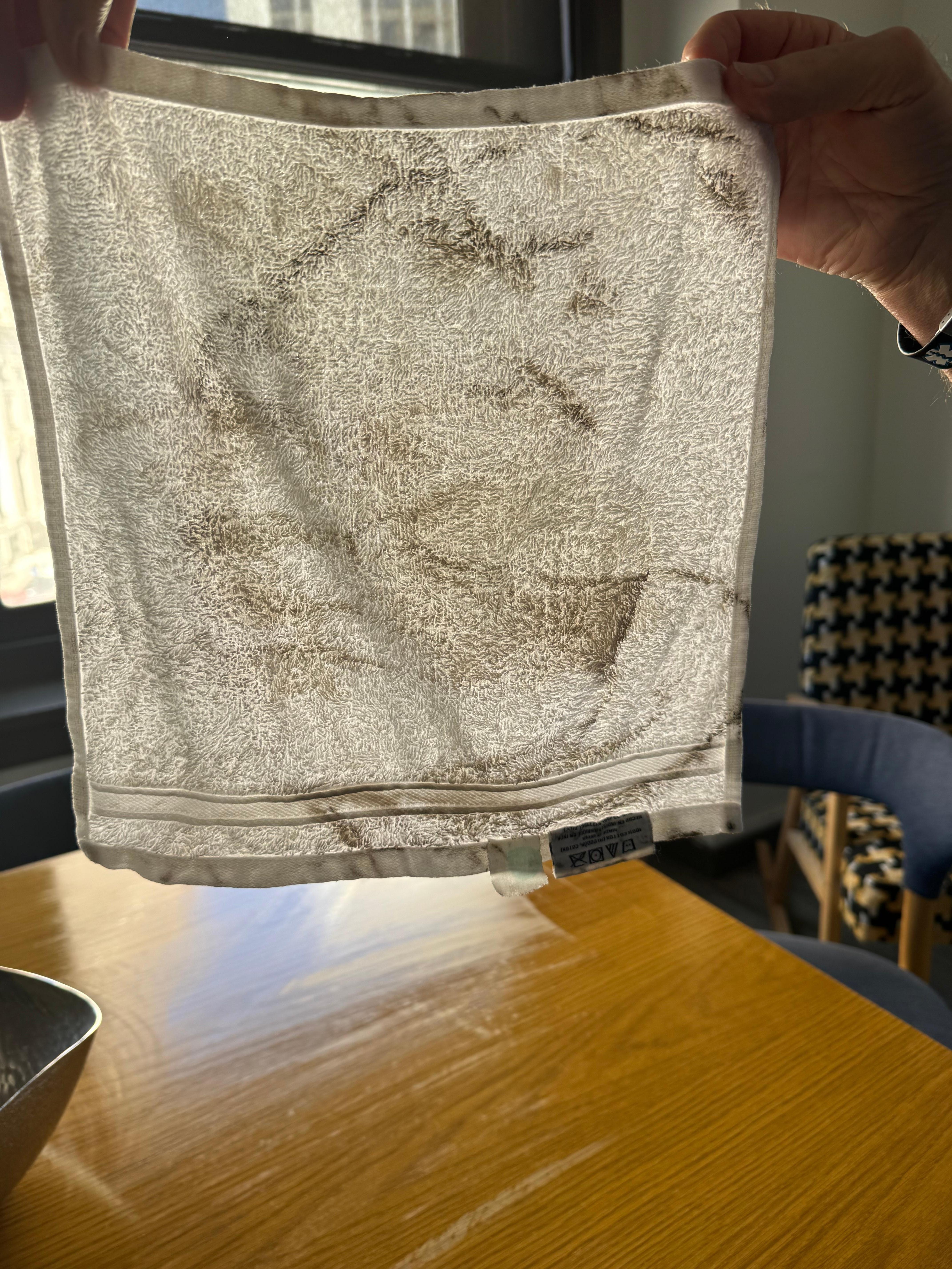 After wiping down the tables.