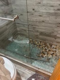 Shattered shower door!