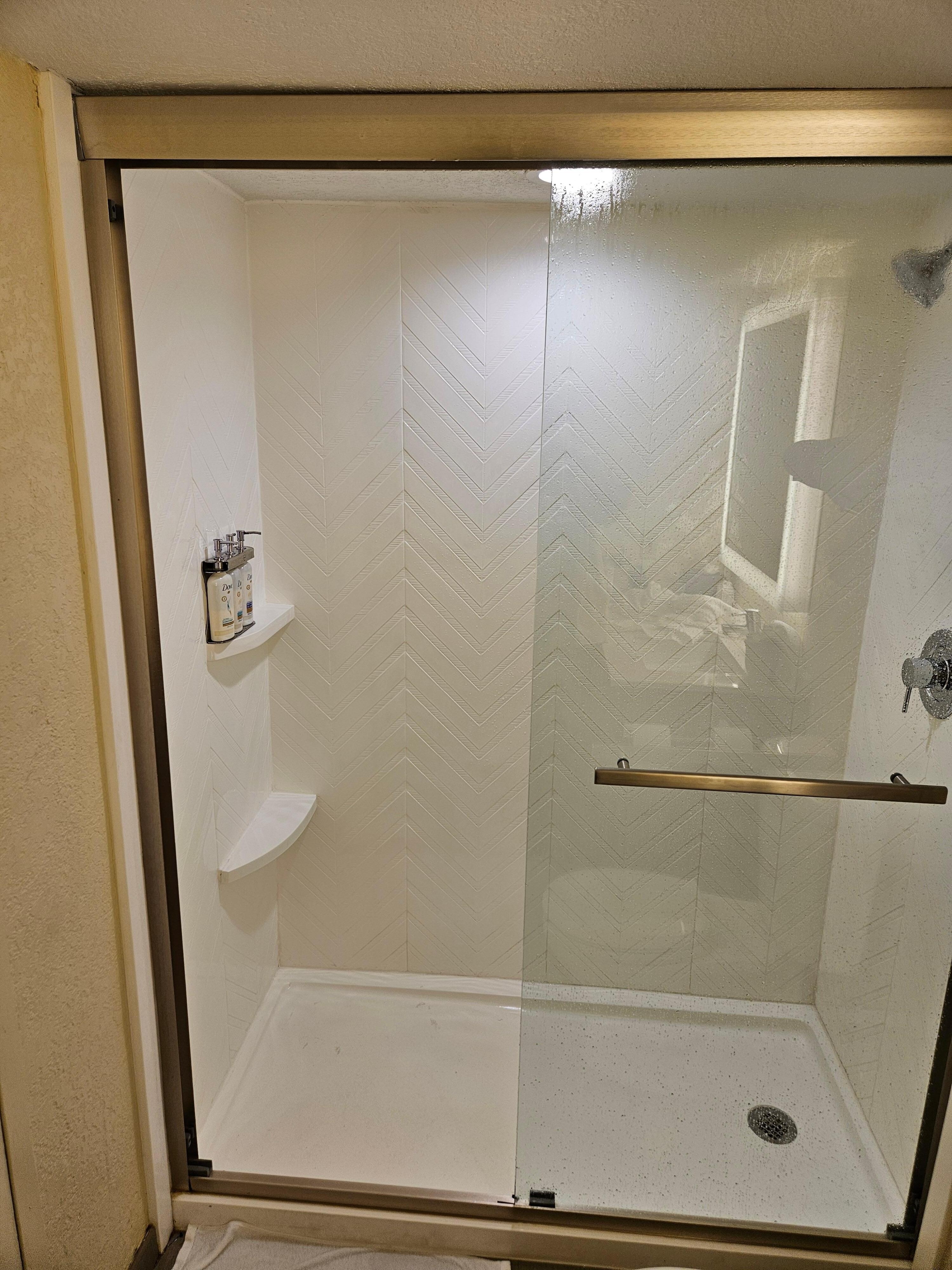 What the shower looked like with the missing glass