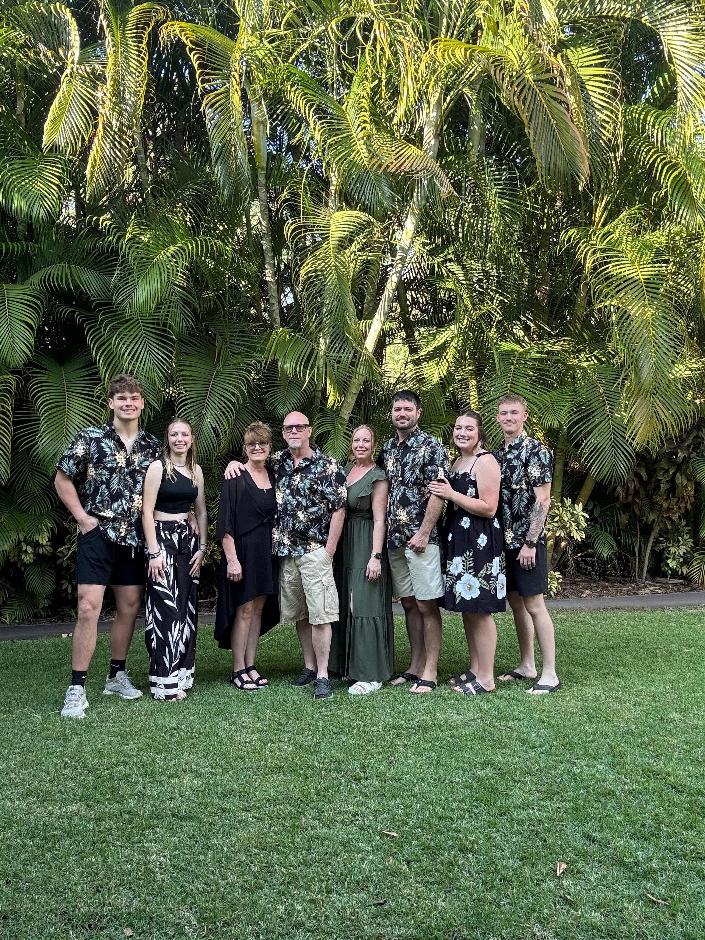 Family photo taken in the yard of the home 