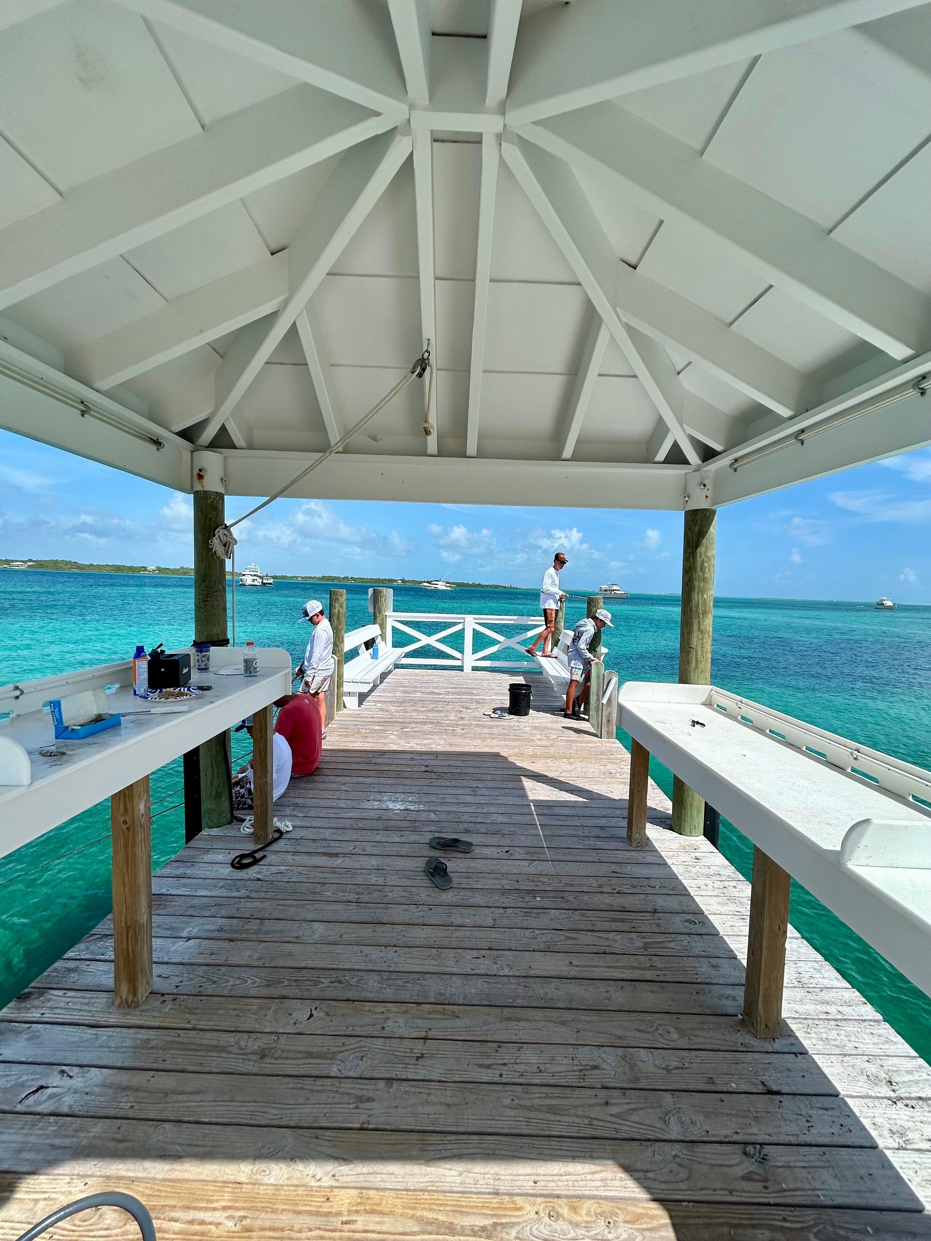 Neighborhood pier with fish cleaning station!