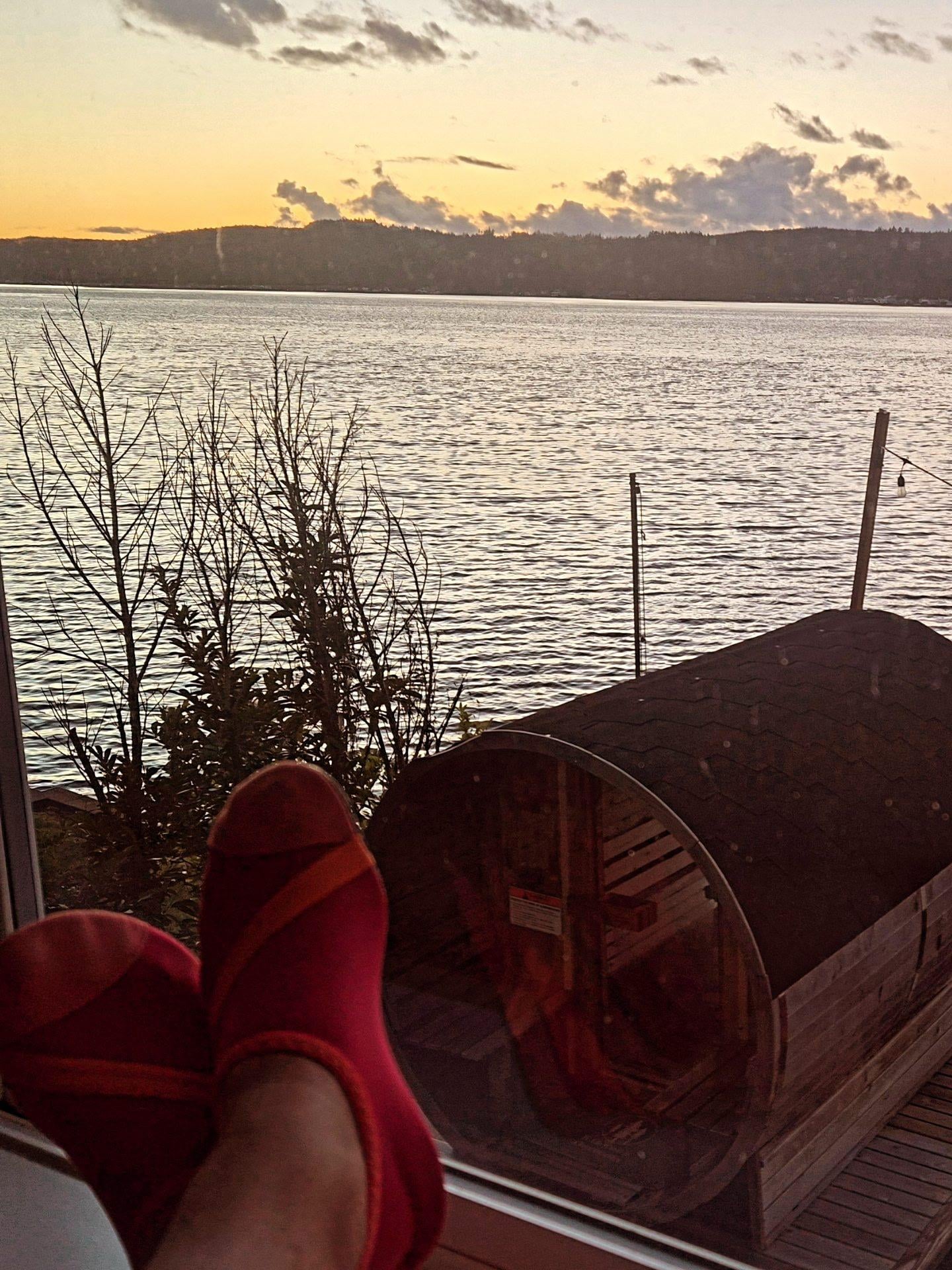 View from the living room as the sun starts to set