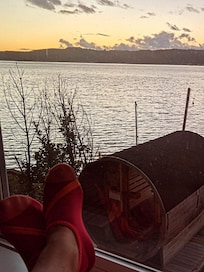 View from the living room as the sun starts to set