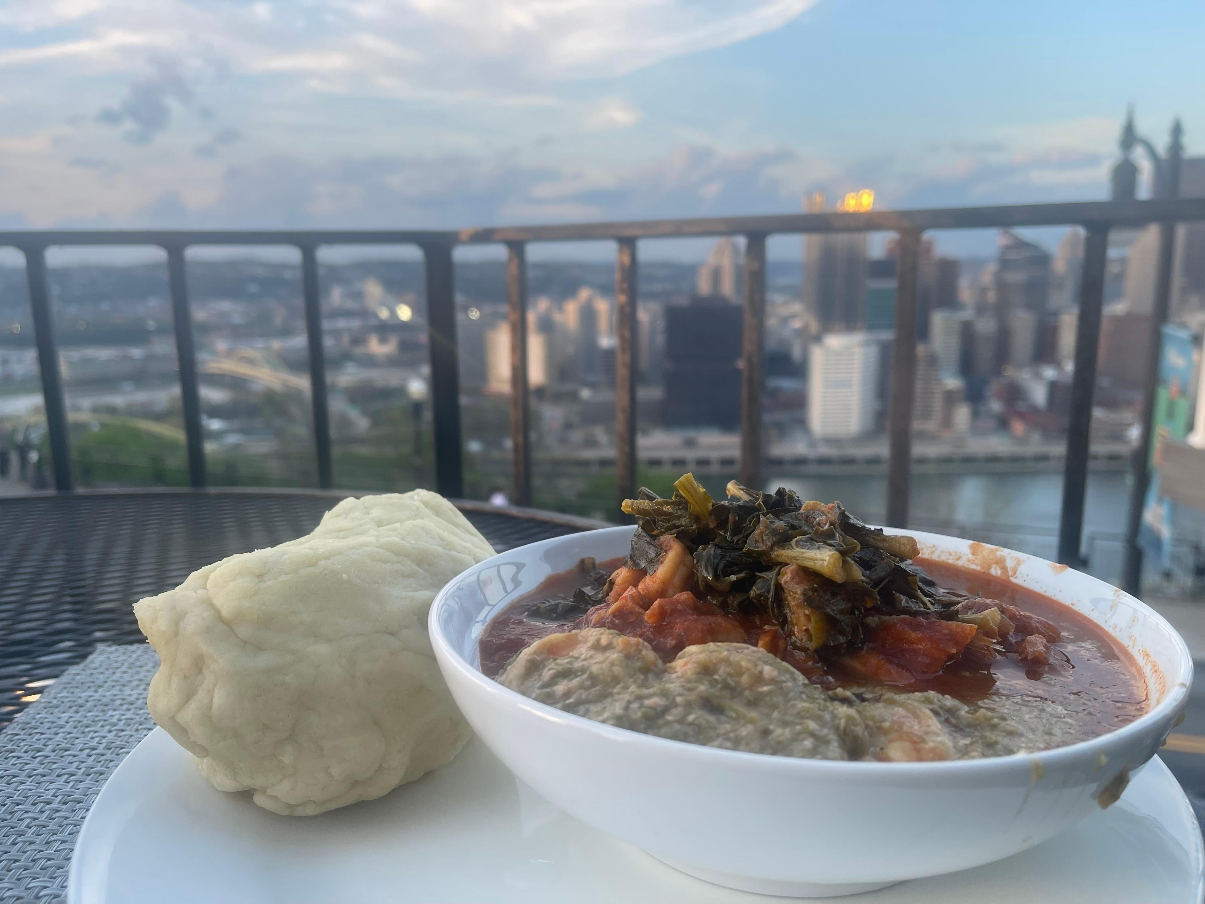 Was able to cook a from scratch Nigerian dish my daughter requested for my visit for her birthday. Dinner and a view.