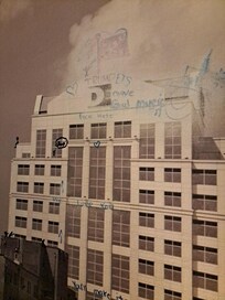 Graffiti on artwork in room