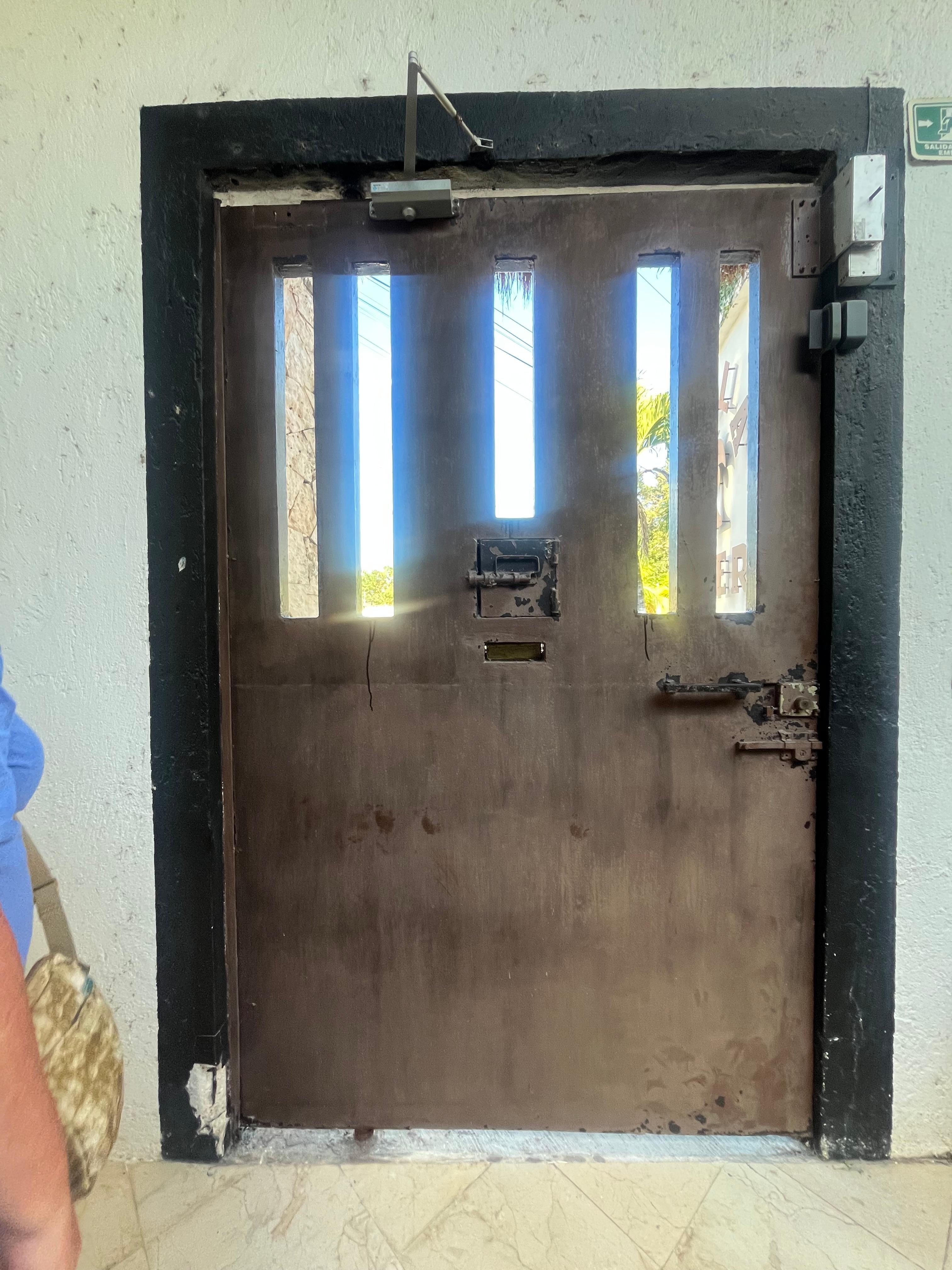 This is the door they have to get into the property and into where the rooms are. Very sketch 