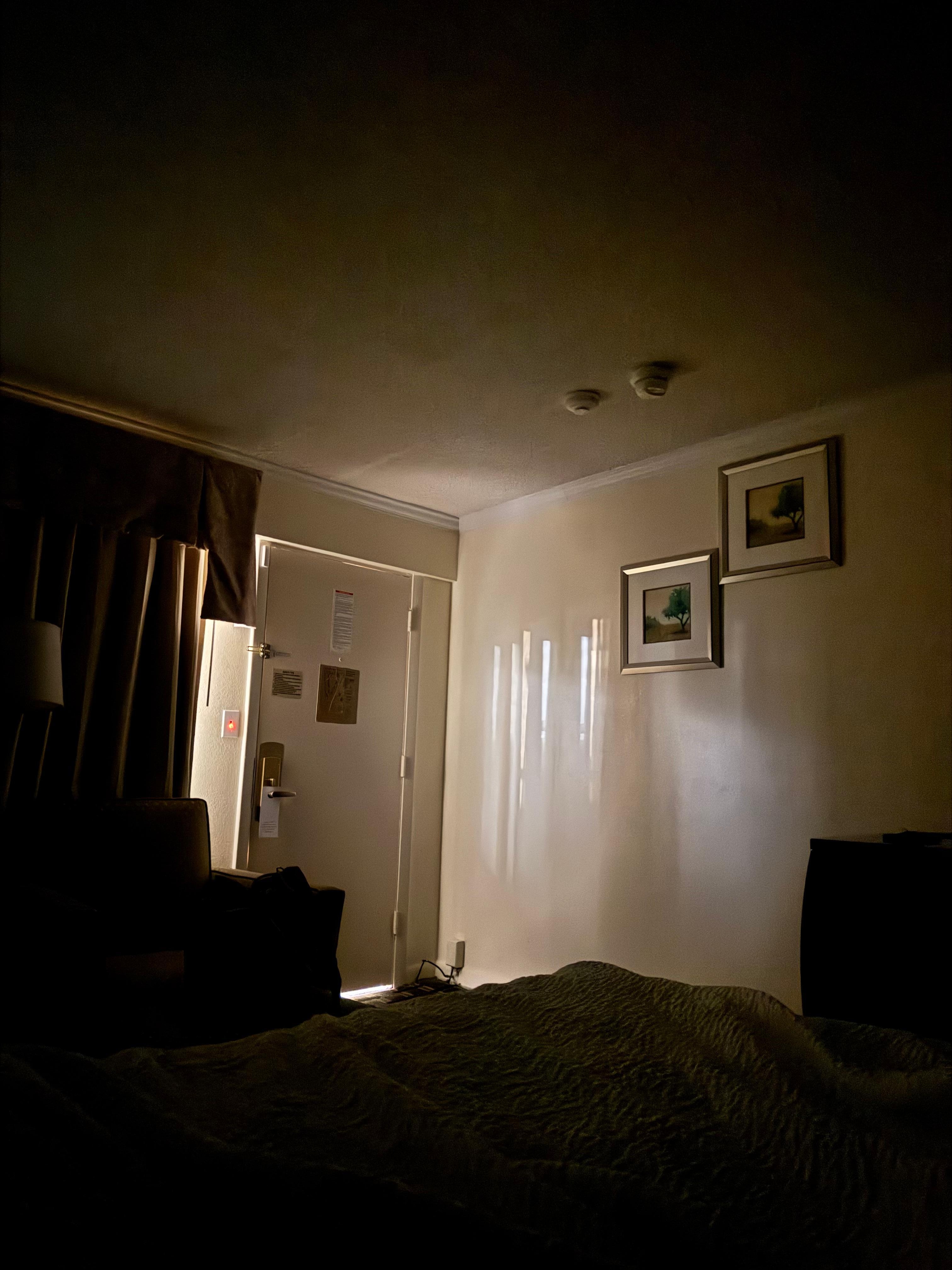 This was 3sm. Very bright, with no way to block out the light from the lobby