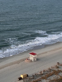 Looking down from the balcony lifeguard stand