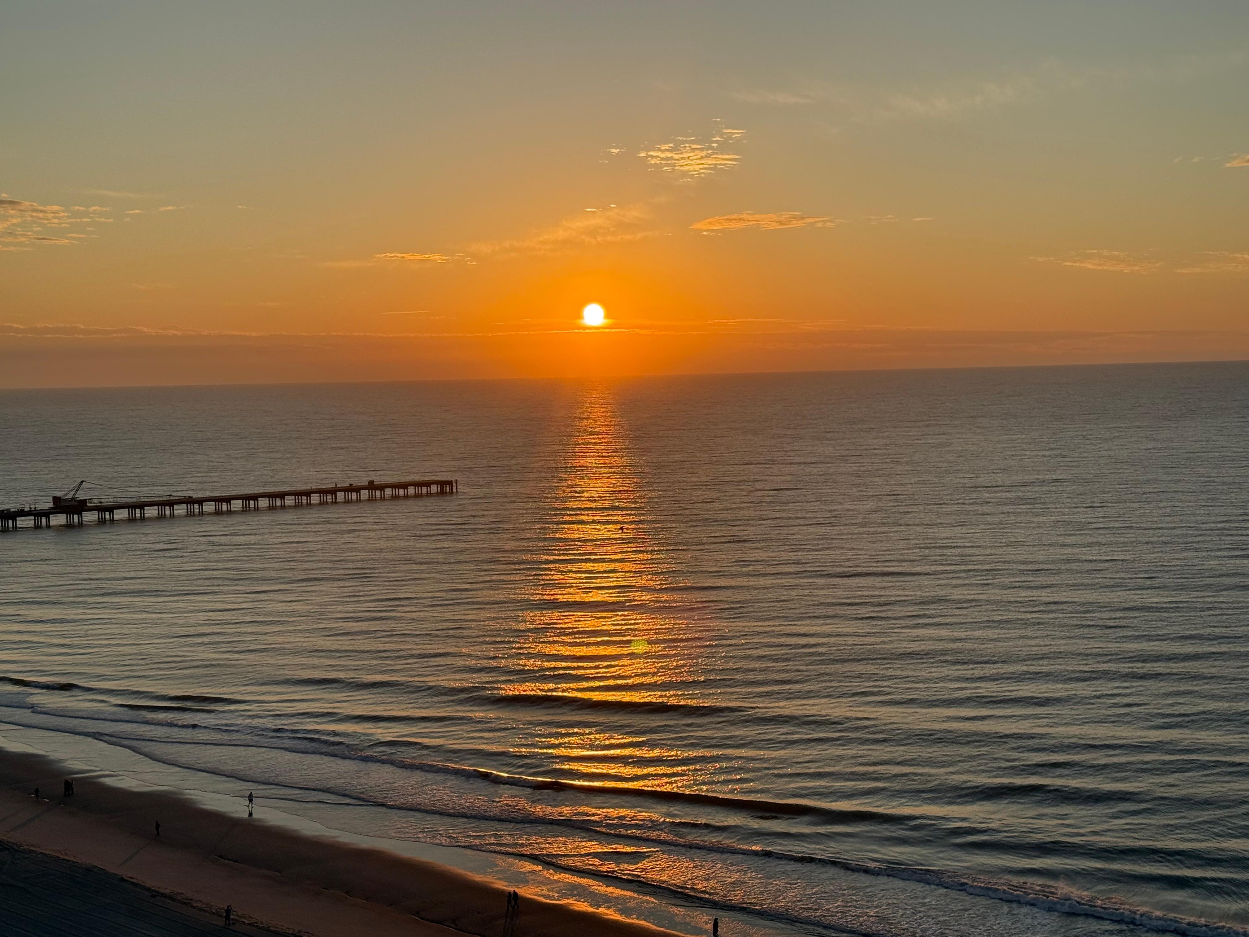 Watching the sunrise from the balcony