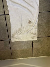 That’s the lower side of the towel I put in front of the sink. Just after the first shower.