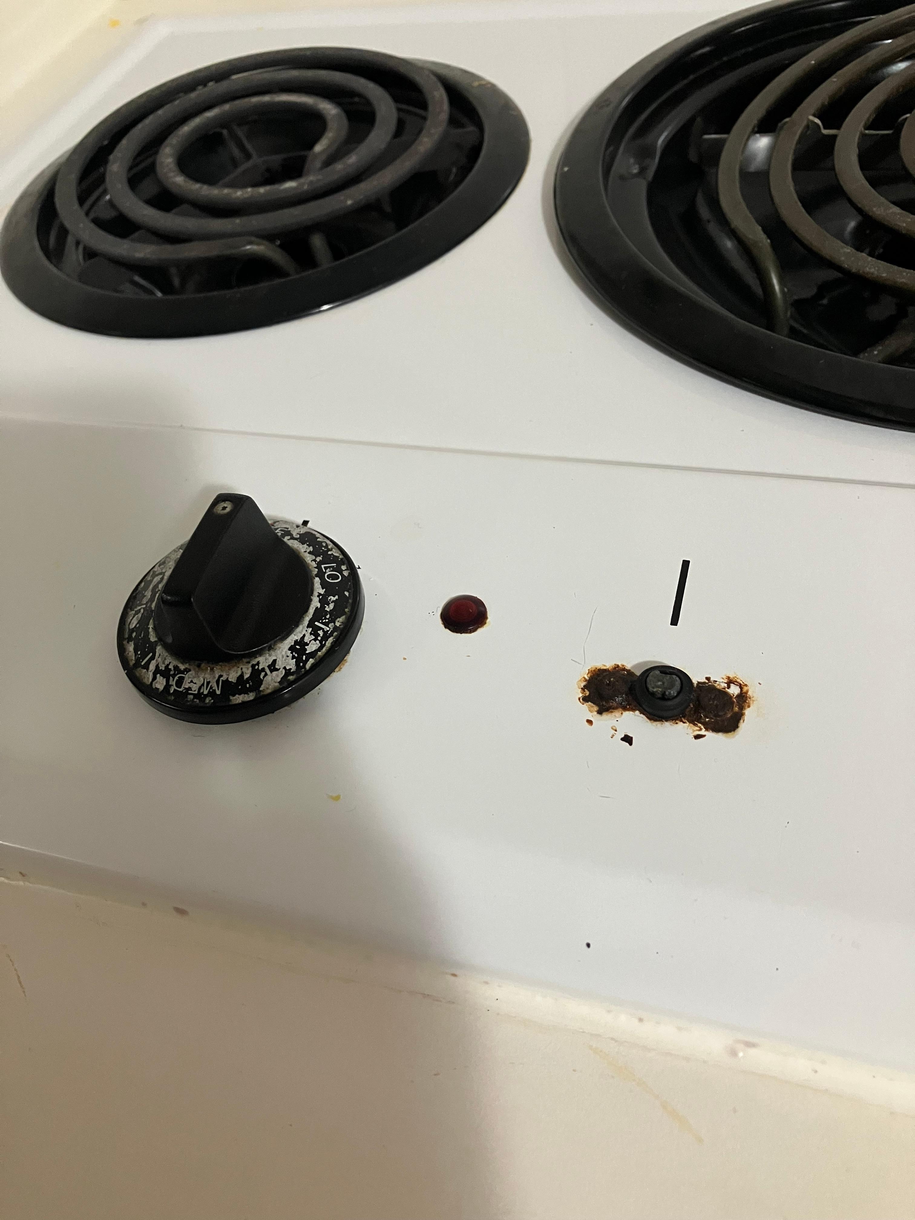 Stove knob was completely broke off. We could only use the small burner.