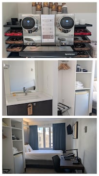 Single room with hallway bathroom. Complimentary morning coffee.