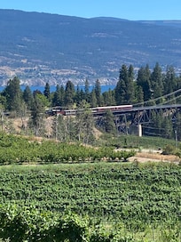 View of the Kettle Valley Steam train from the deck.