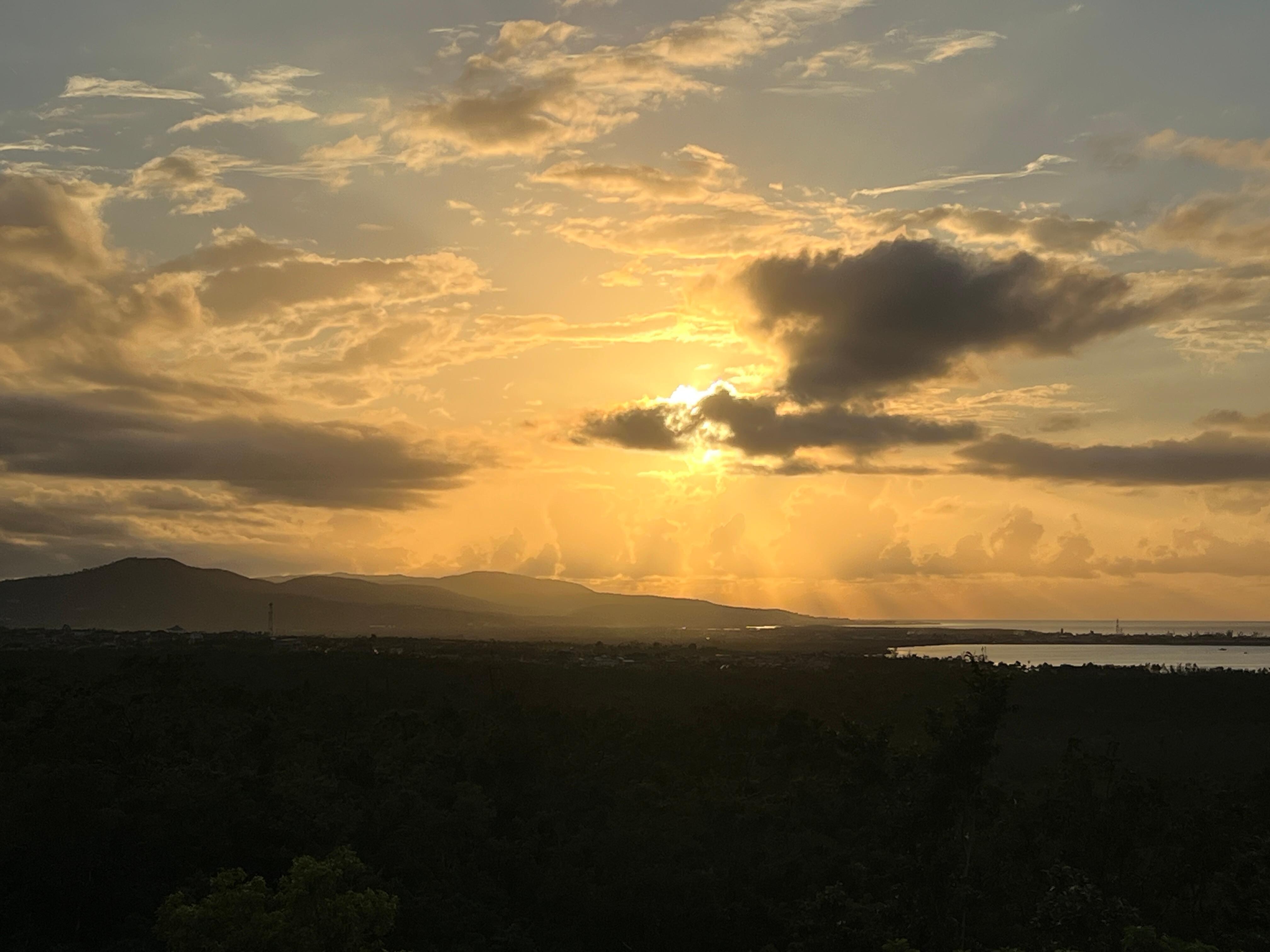 Room view at sunset
