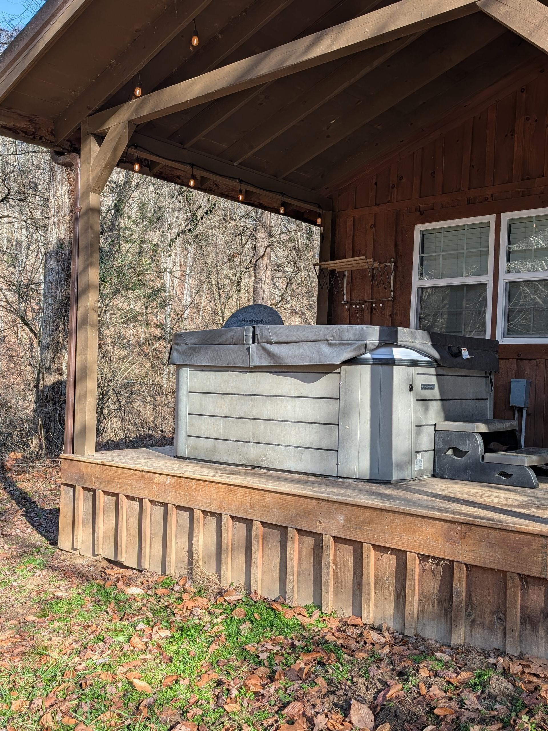 Covered hot tub 