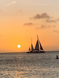 Private beach across street