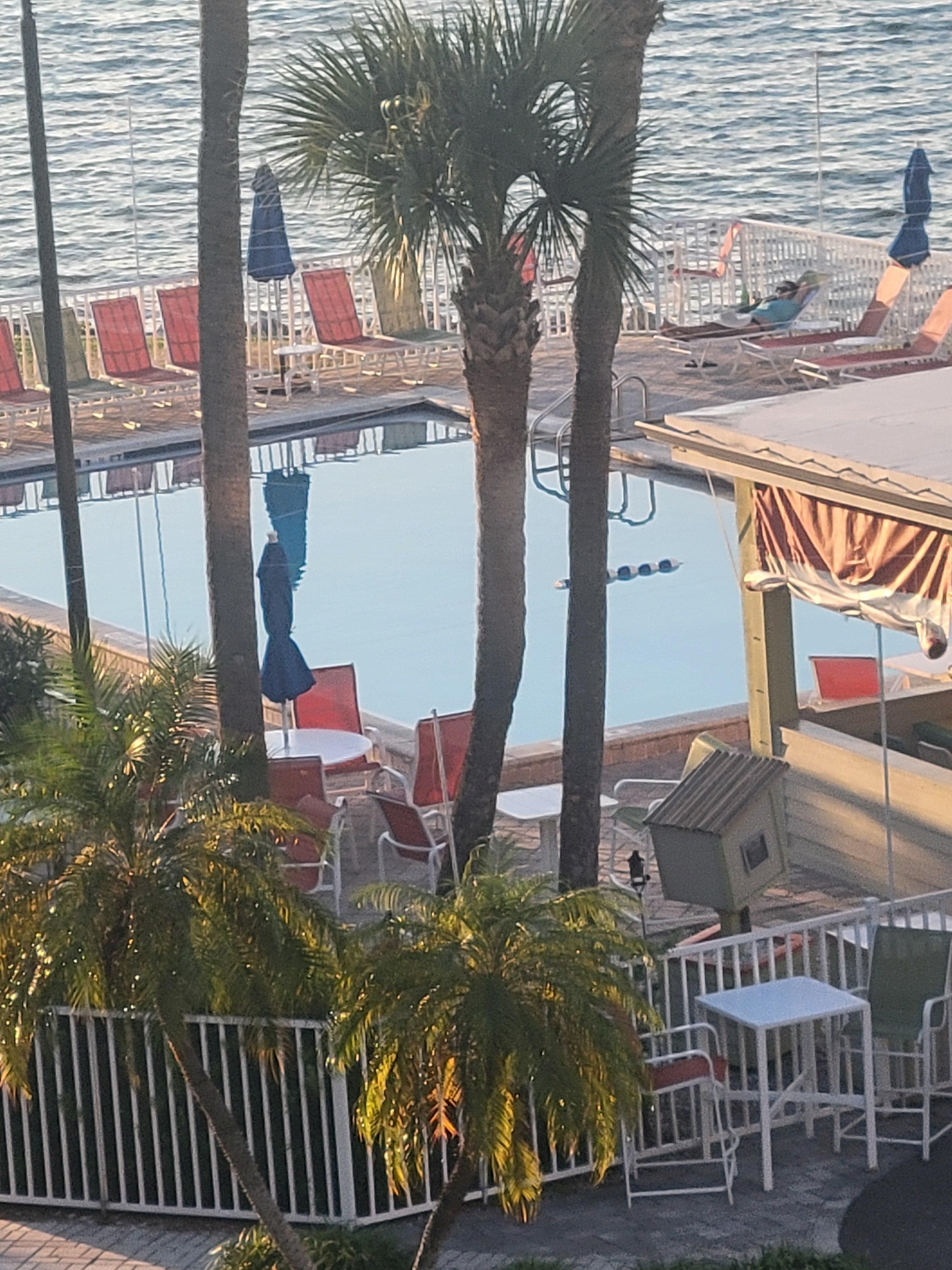 Nice pool and water view from our balcony.
