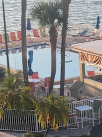 Nice pool and water view from our balcony.