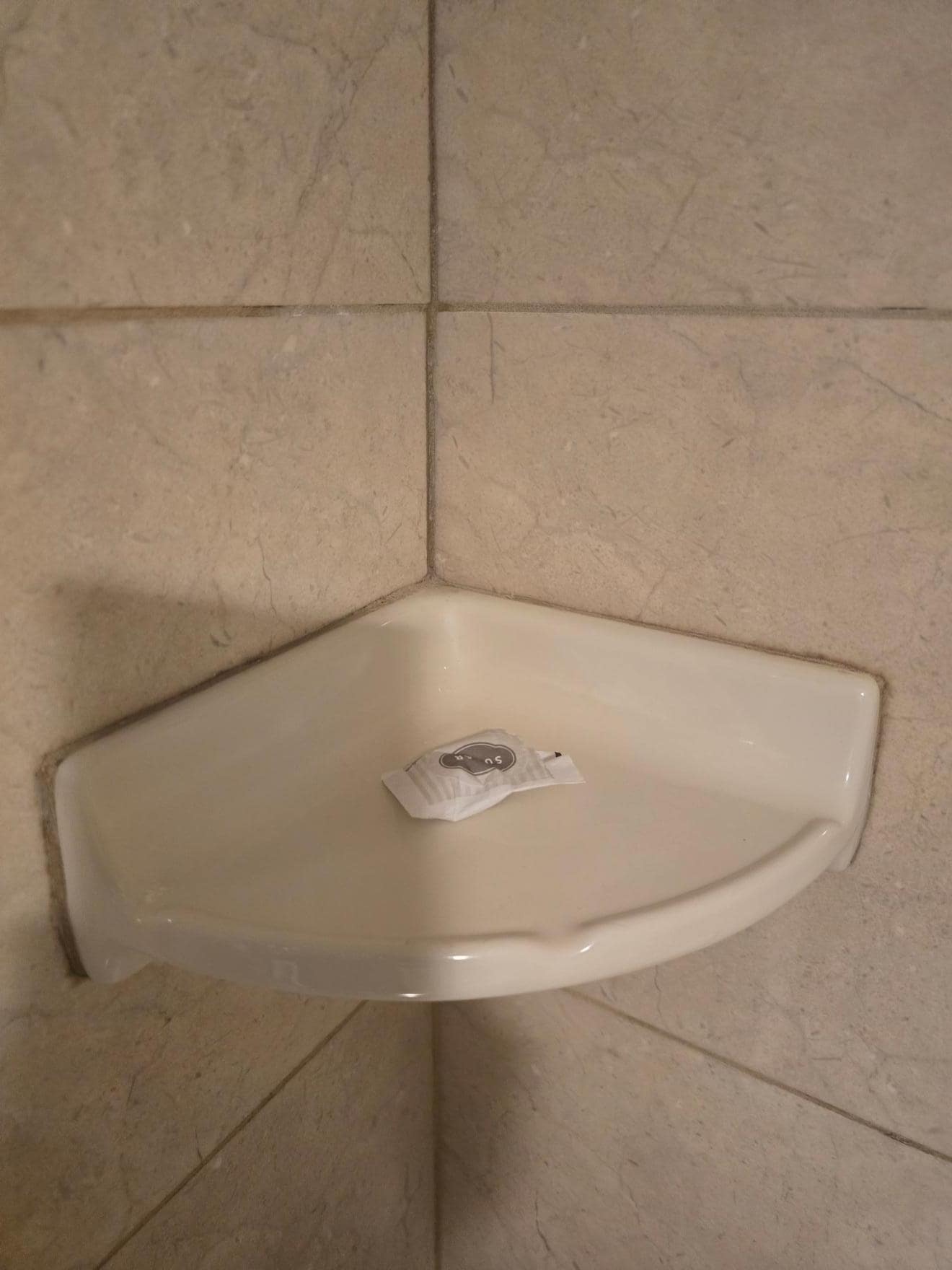 sugar packet in the shower