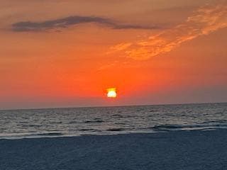 Sunset at beach across the street
