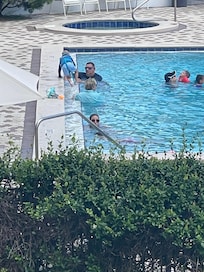 View from condo to pool.