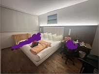 Bedroom, crib was provided for our toddler.