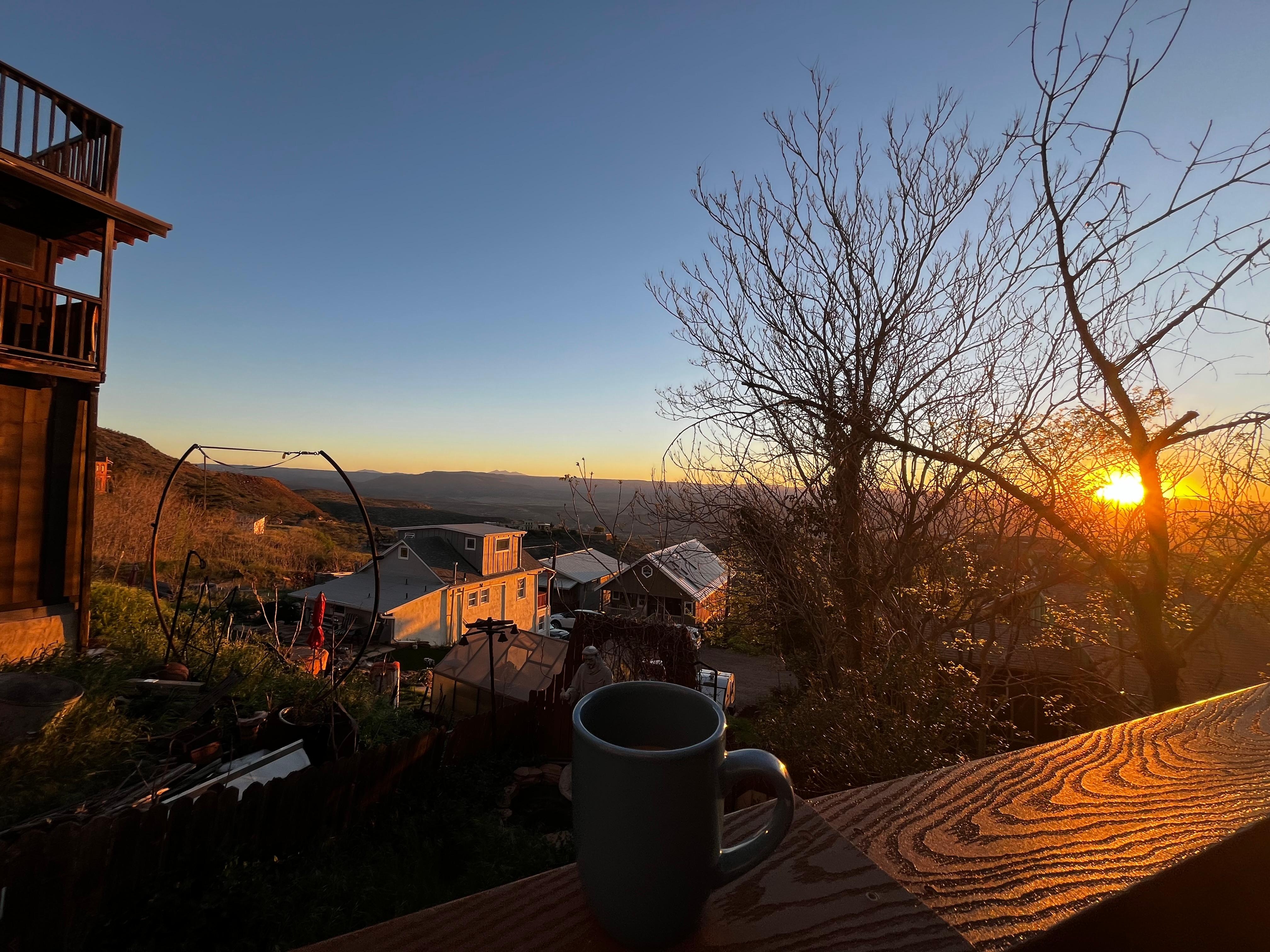 Morning coffee on the patio.