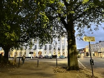 Queens Hotel at night