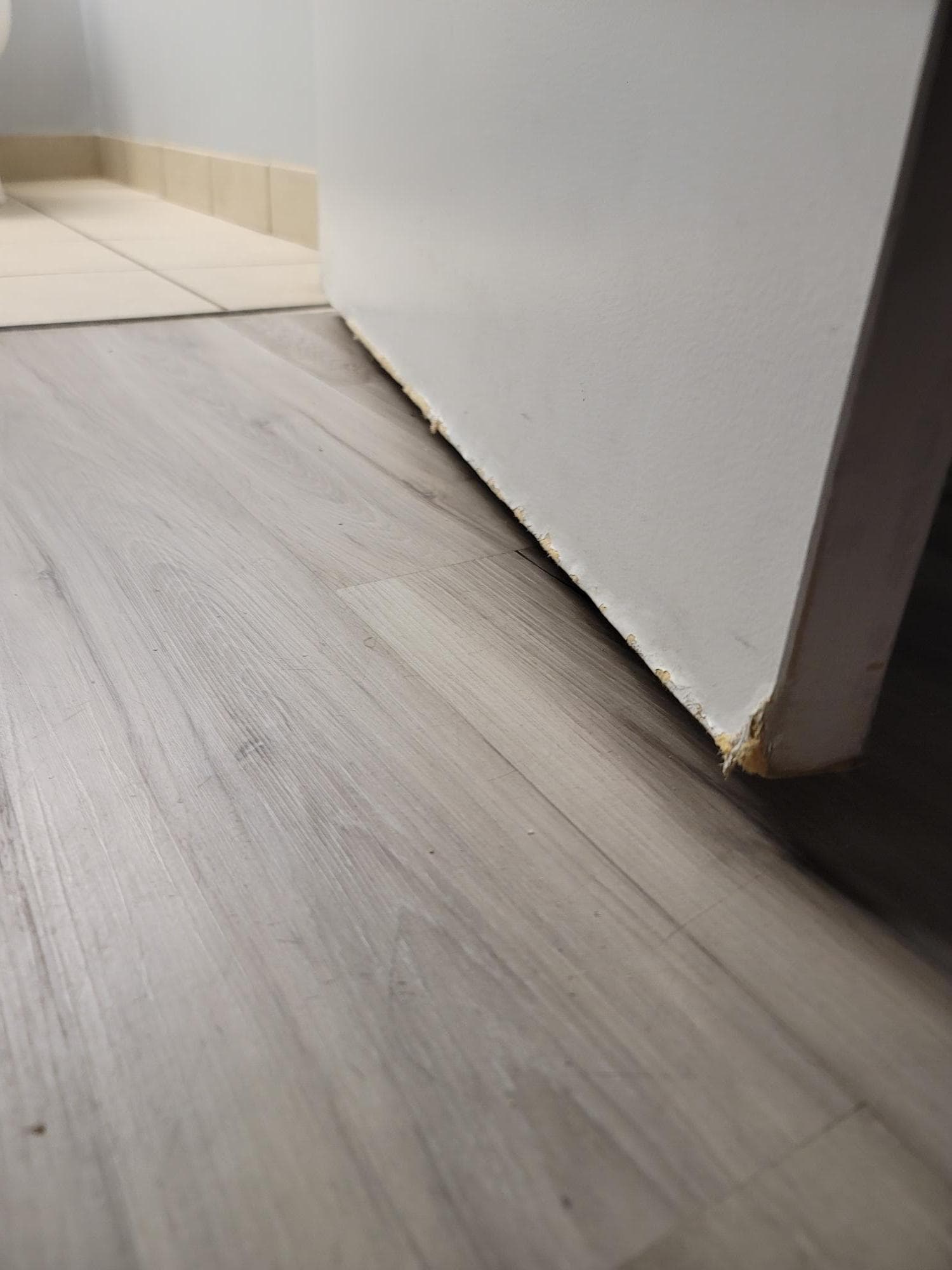 Water damaged doors and floors