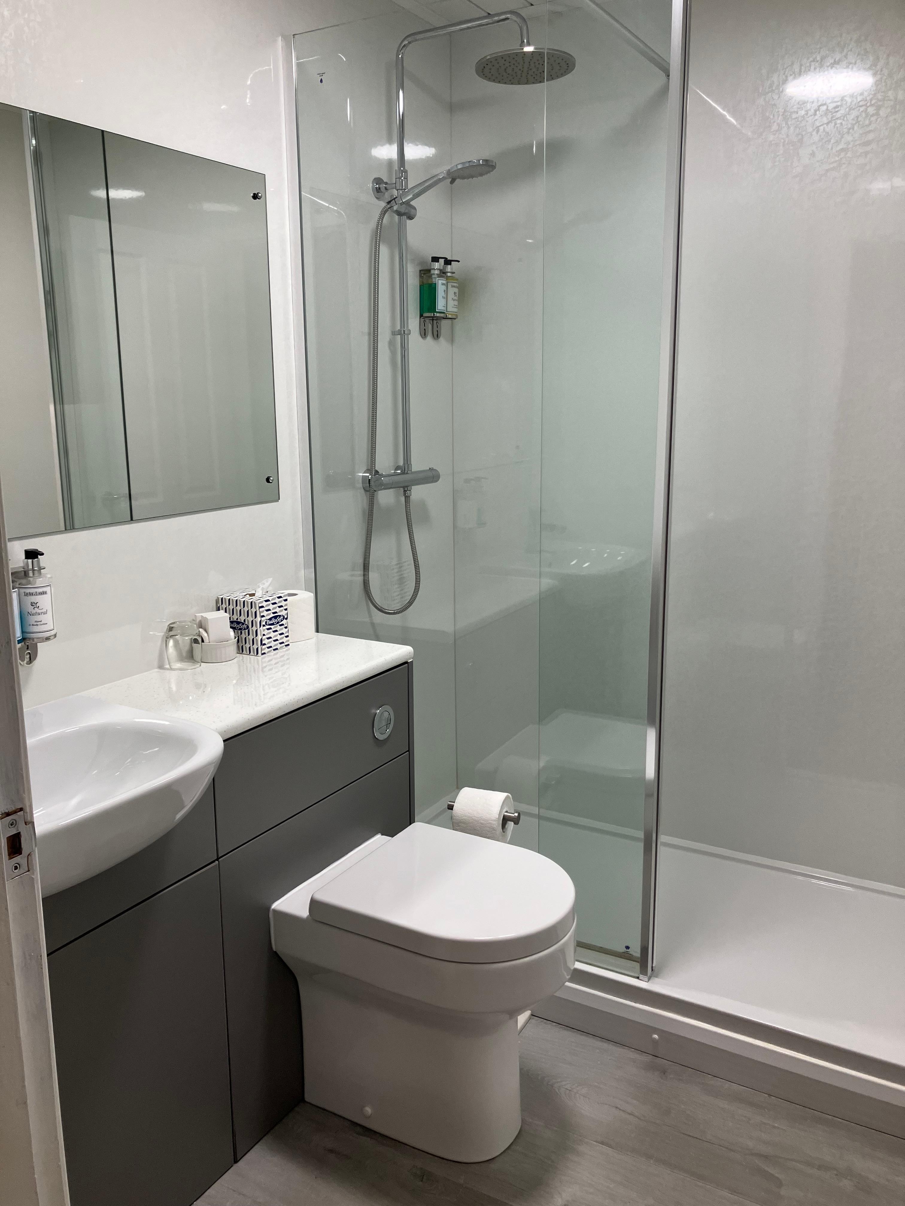 Modern clean spacious bathroom 