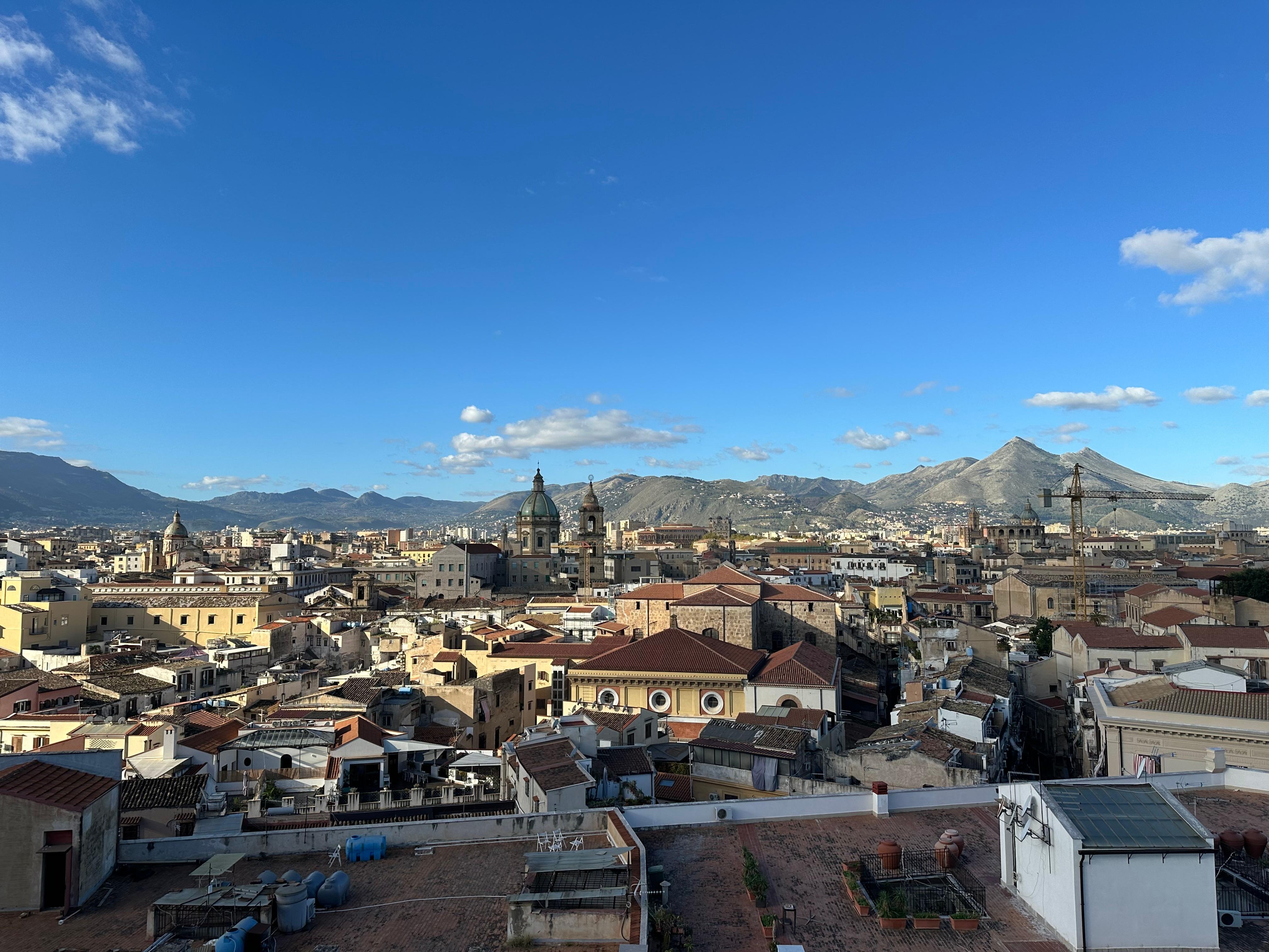 Beautiful rooftop restaurant view 
