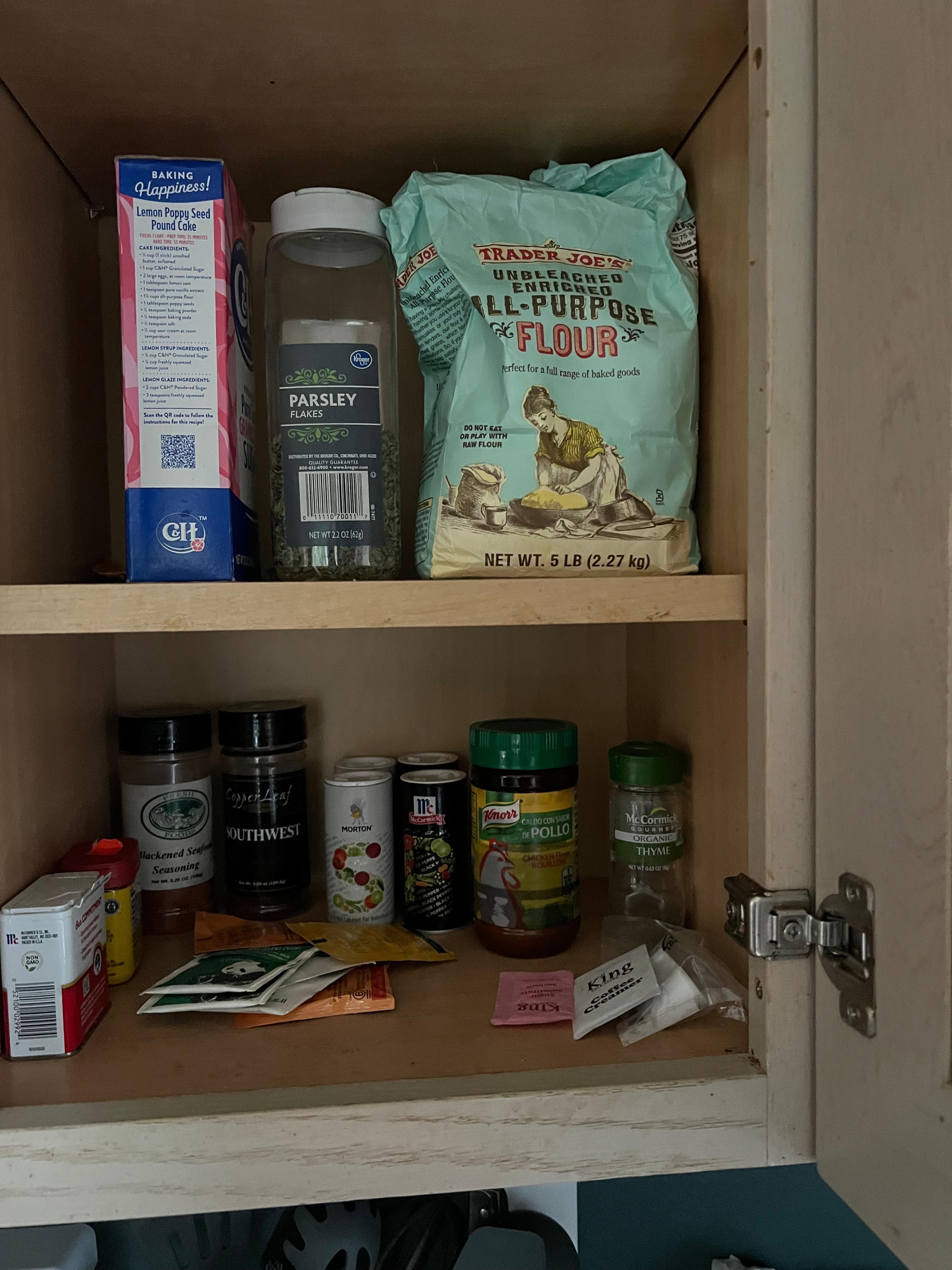 Spice & baking supplies cupboard