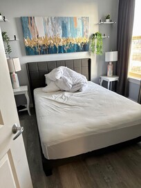 Stripped, dirty bed