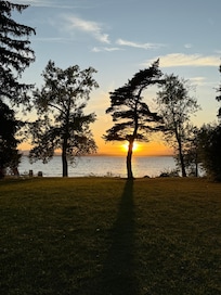 View of the lake and back yard
