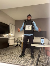 Myself taking a picture before doing a rocky race in the morning