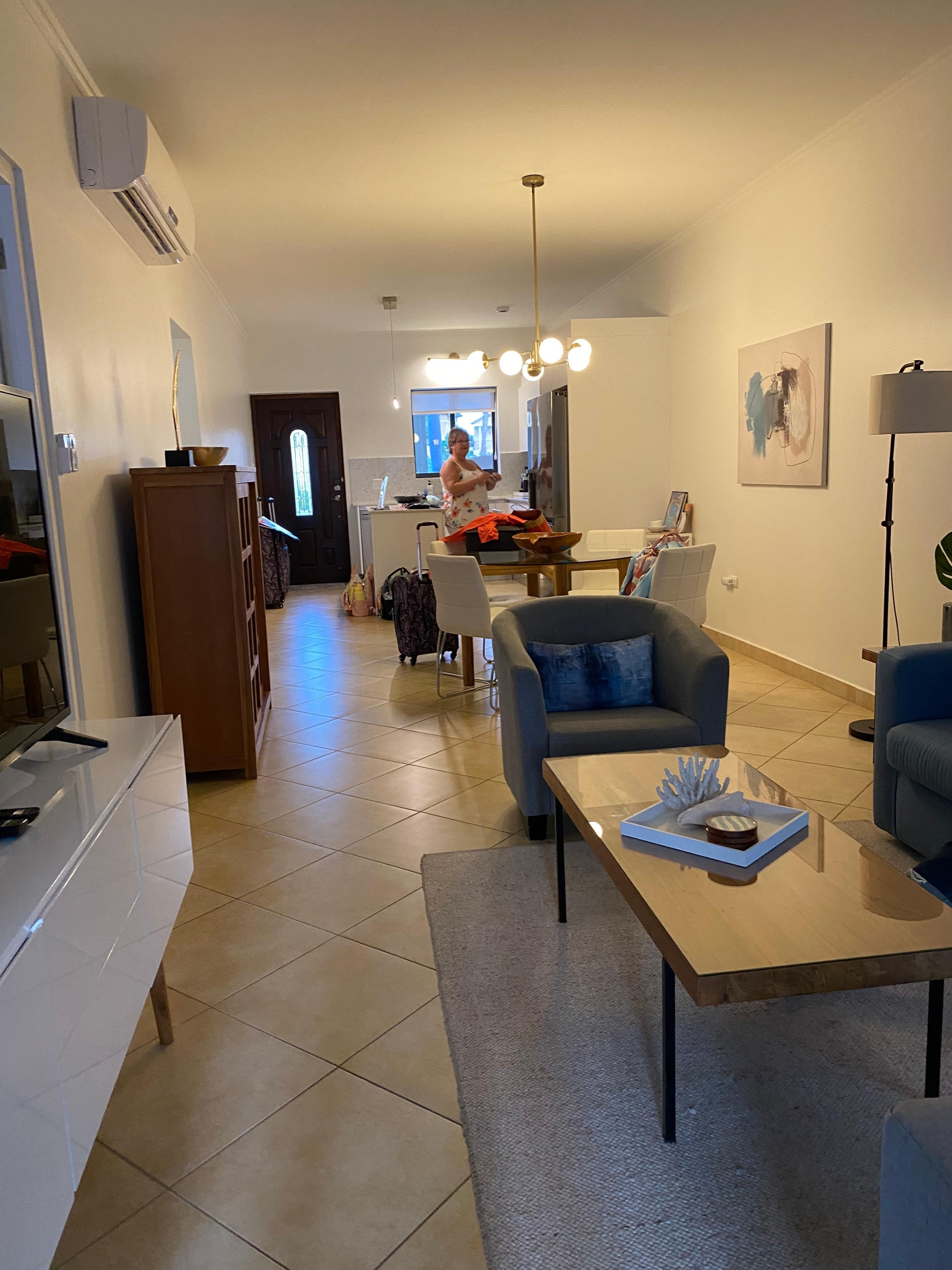 Kitchen and living room. 