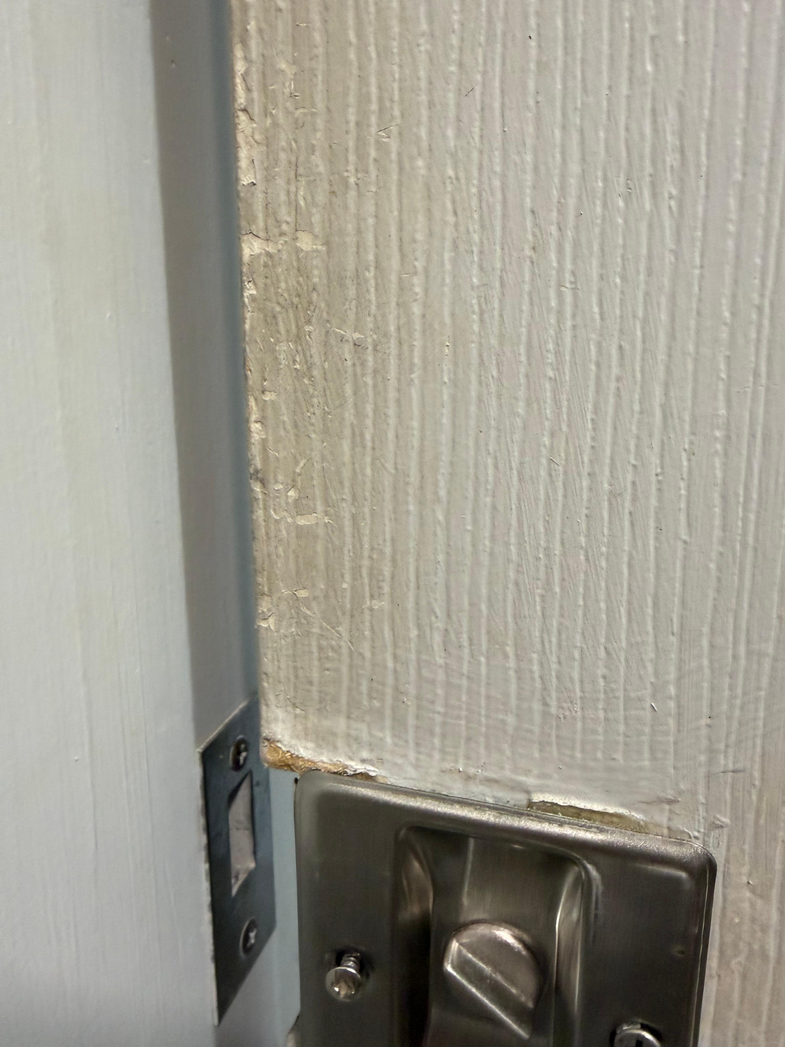 Grimy bathroom door