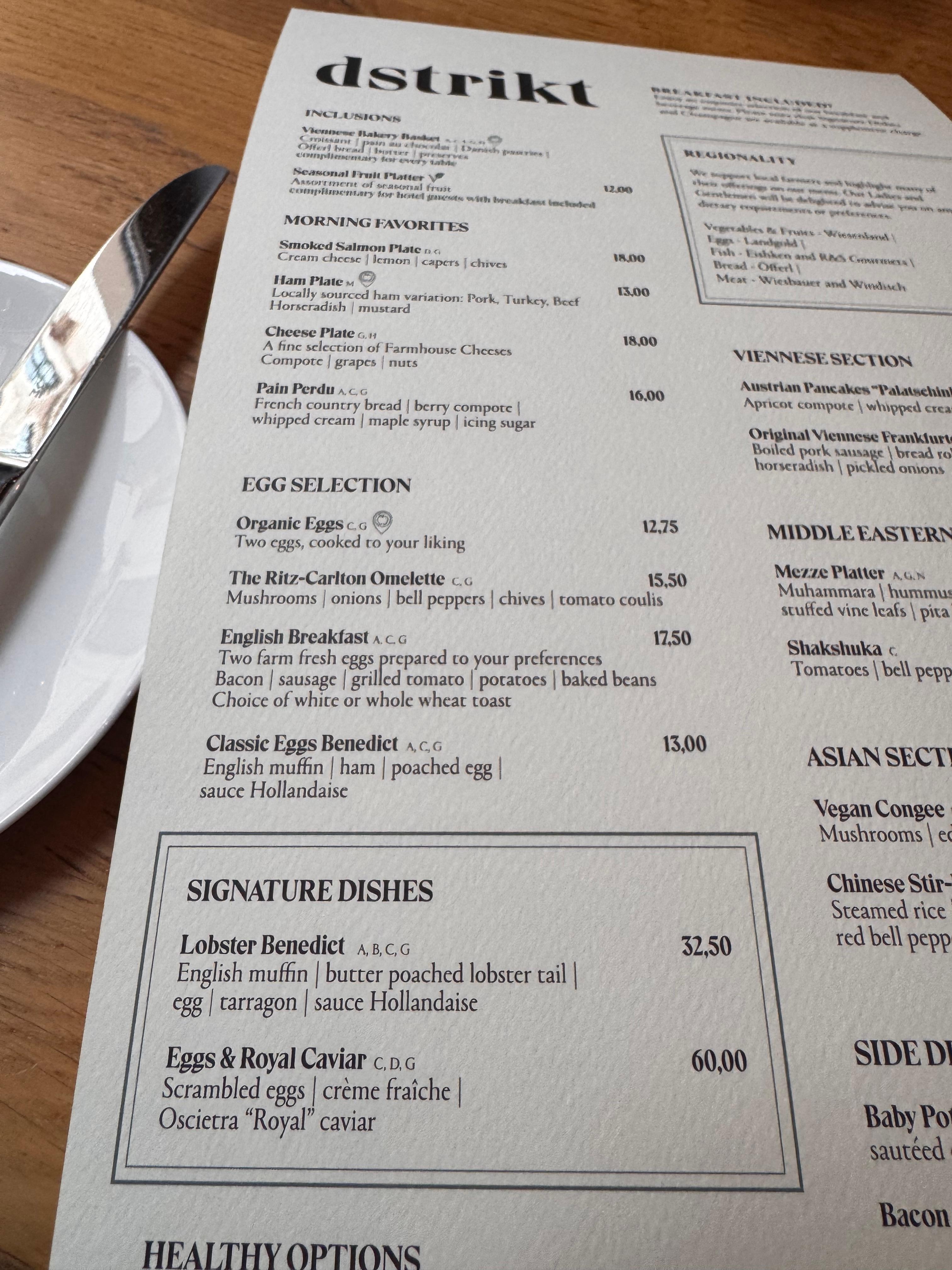 Opções do café da manhã 