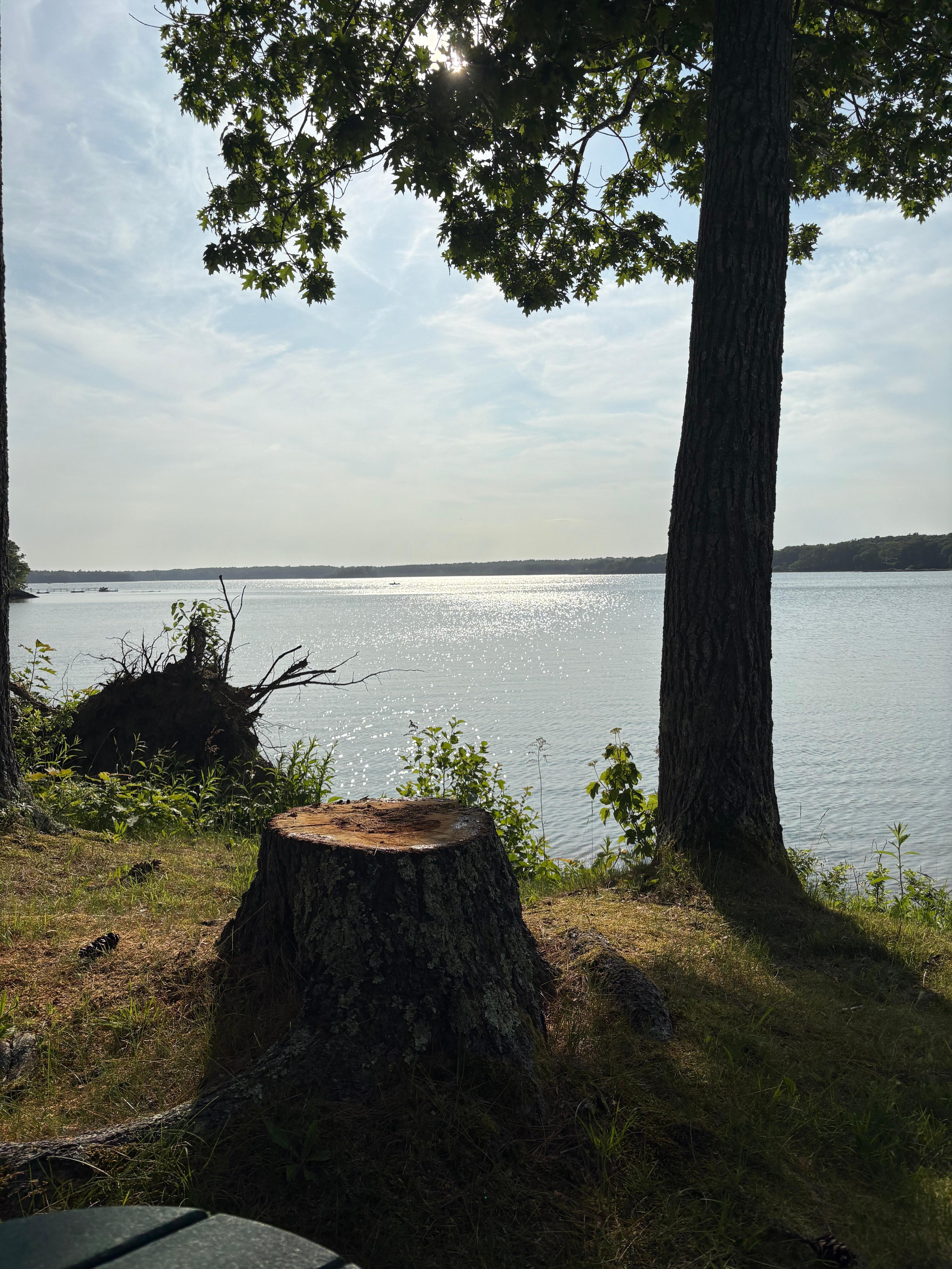 Sitting in the Adirondack chairs on the point