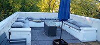 Rooftop Patio is heavily degraded and has copious amounts of black mold on all surfaces, and fire pit table was non-functioning due to no fuel (we assumed).