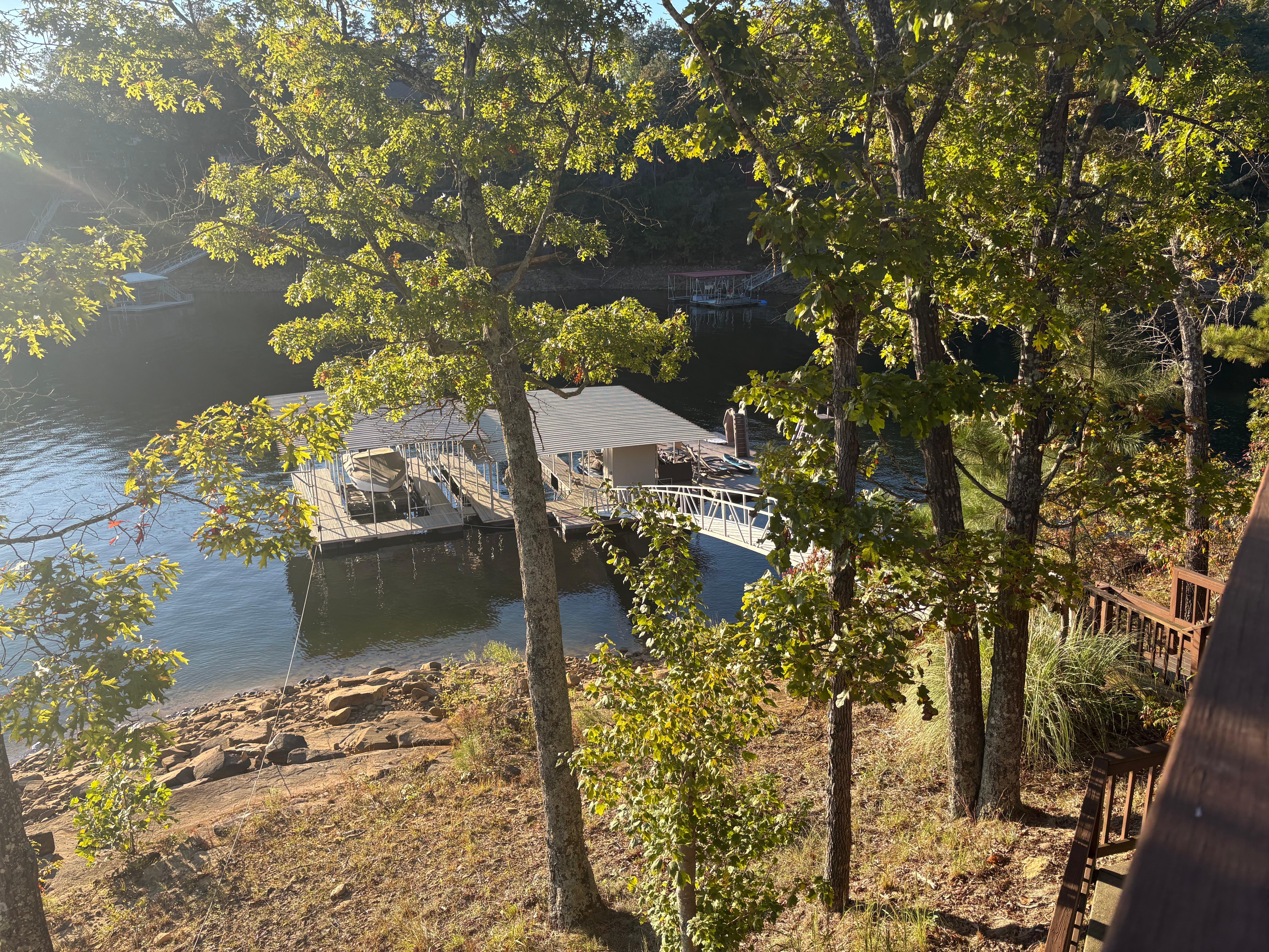 Boat house. Tons of fun with the slide and diving stand. 