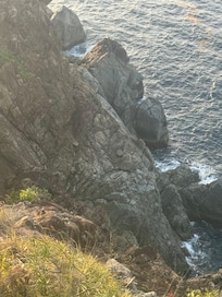 Cliff looking down from lower level deck.