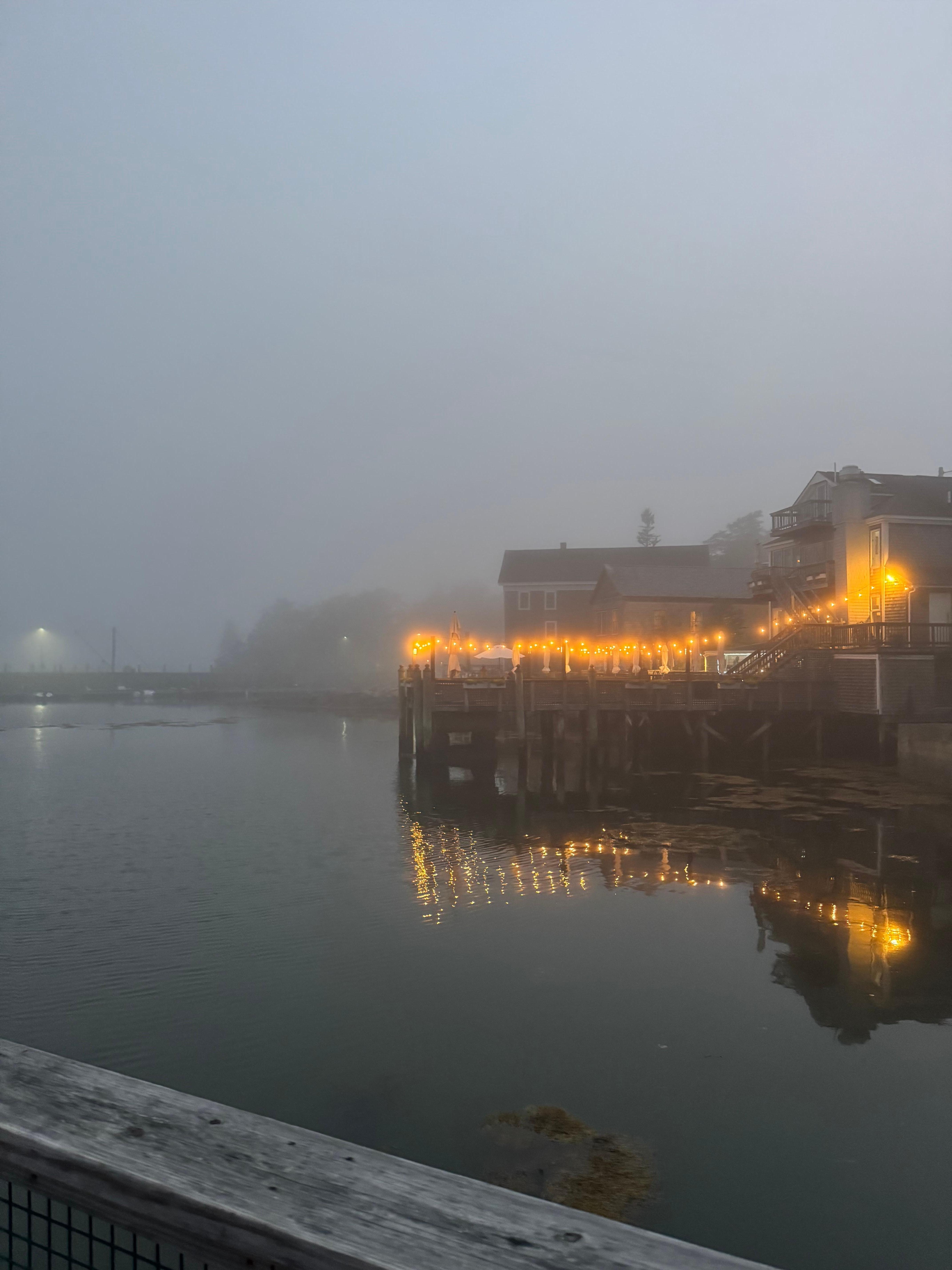 The water in a foggy night! Best thing, no need to drive for dinner.