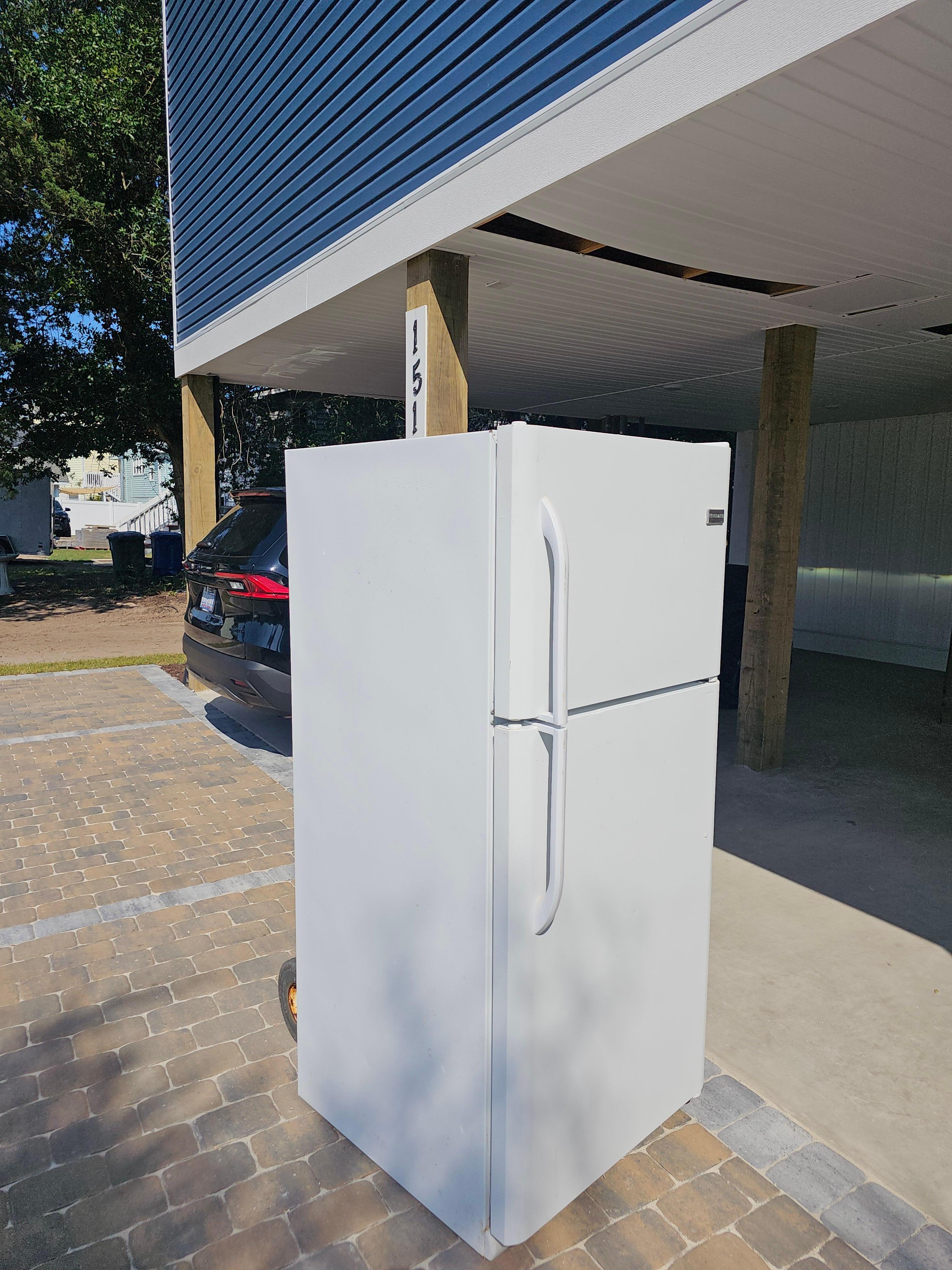 Refrigerator in the driveway when we arrived