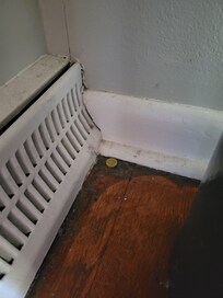 Grime and water damage upstairs