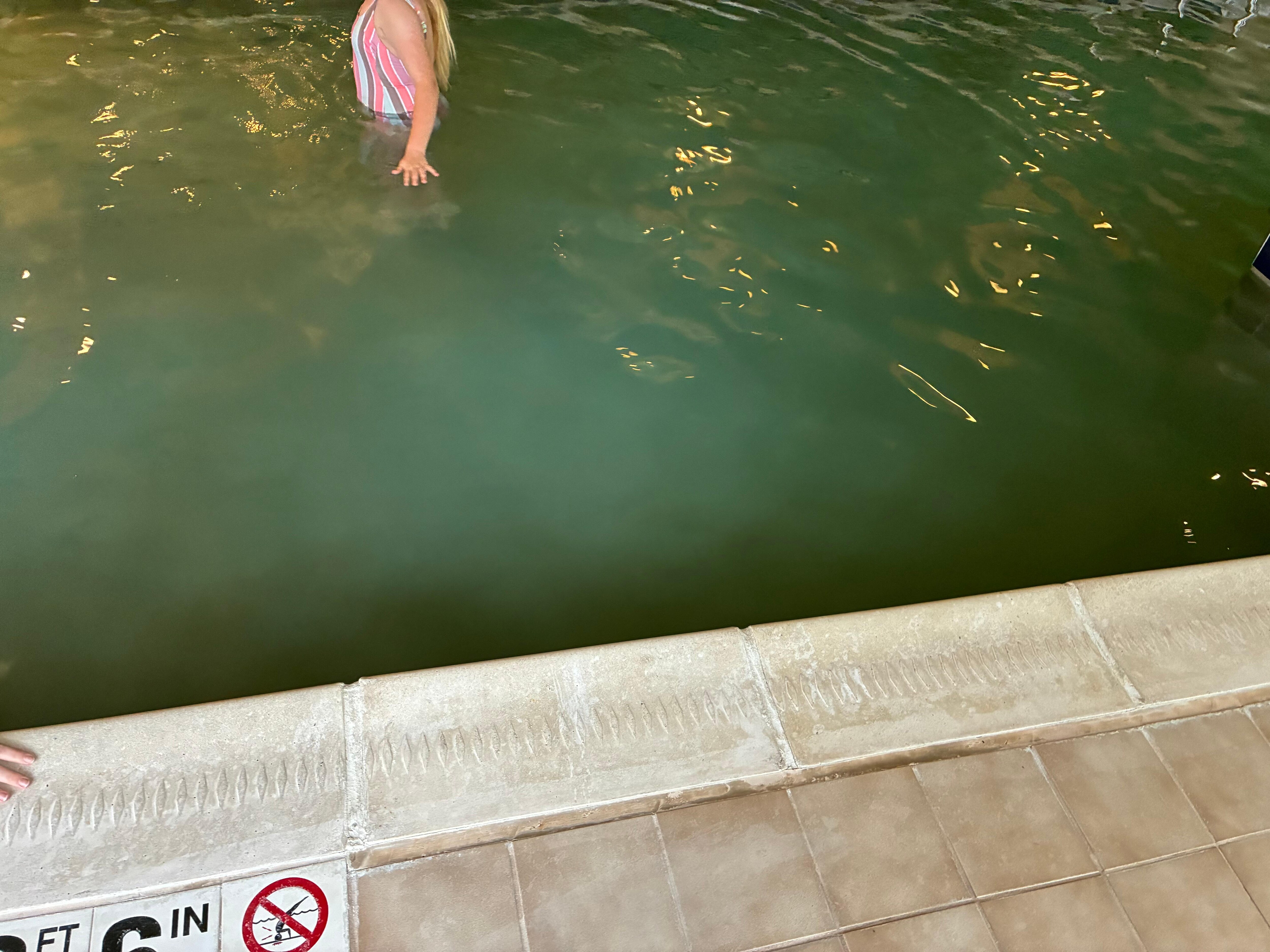 Gross, not clear pool. It smells too