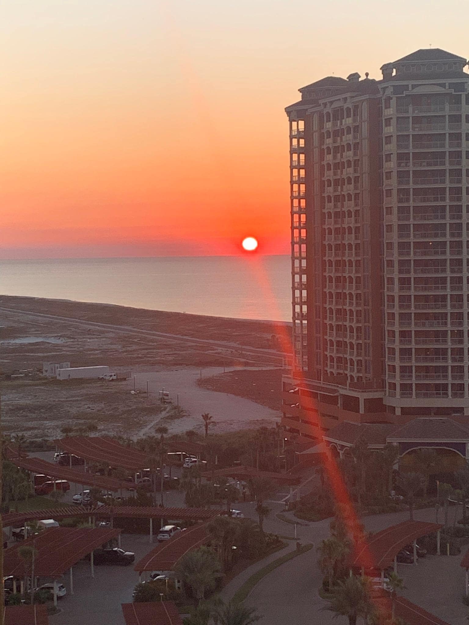 View of the sunrise from the balcony 
